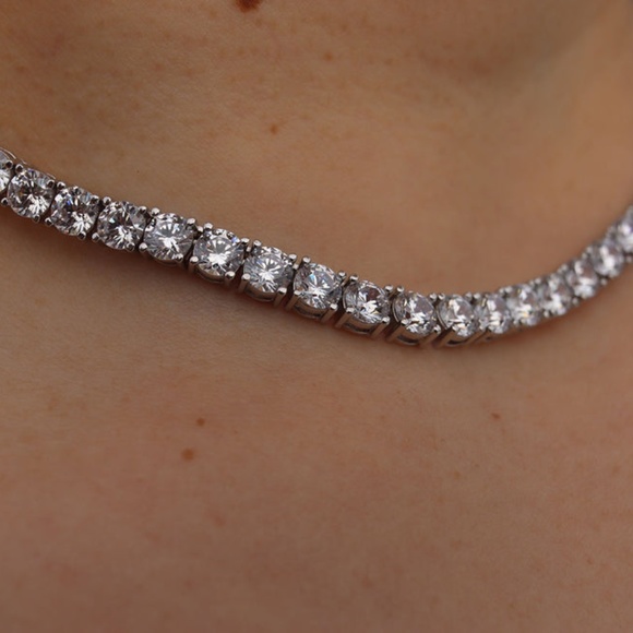 925 Sterling Silver Rhodium Plated, Tennis style set with CZ